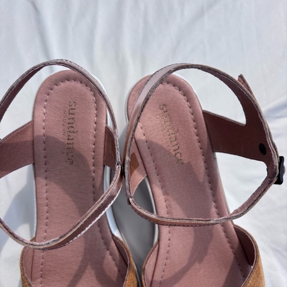 Sundance Sandals 10 Brown platform wedge Womens Shoes Made In Italy - Picture 5 of 14